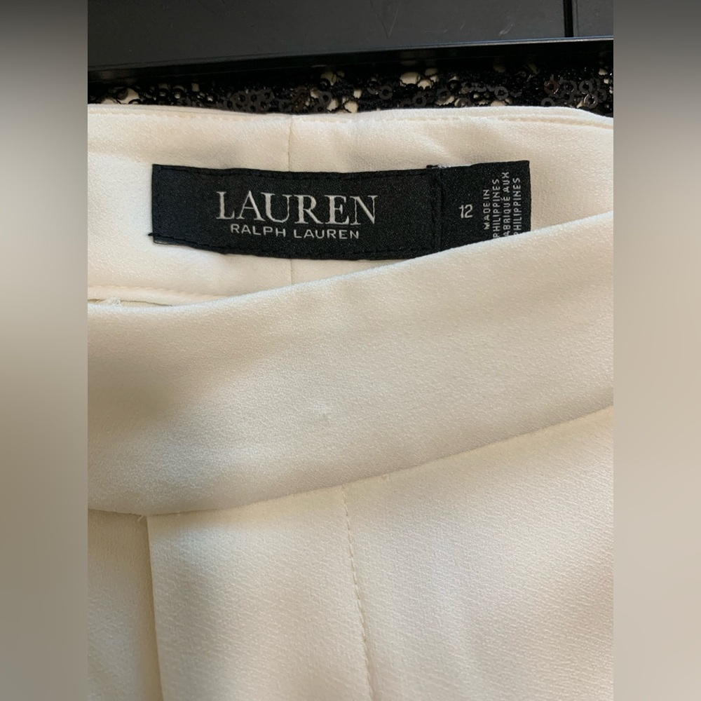 NWT Ralph Lauren High Rise Pleated Front Wide-Leg Cream Trousers 12 Quiet Luxury - Picture 12 of 16